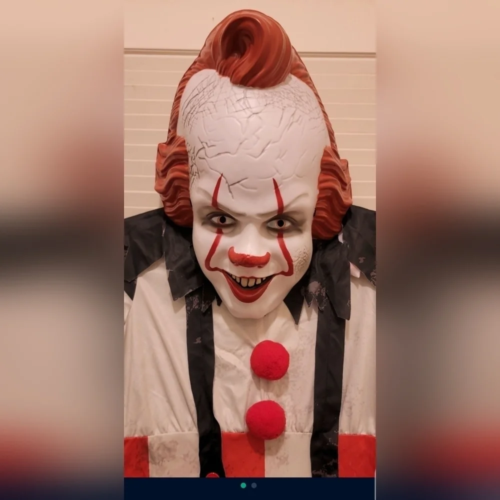 Pennywise Jumpsuit Costume and Mask Steven Kings IT Adult Size PW #909